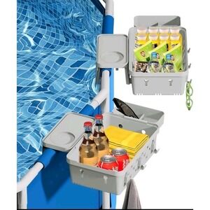 2 Pack Poolside Storage Basket, Above Ground Hanging Pool Storage Basket Grey